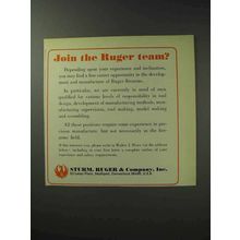 1971 Ruger Firearms Ad - Join the Ruger Team?