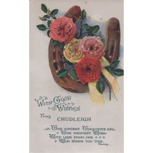Love & Good Wishes From Chudleigh Devon Greetings Old Postcard