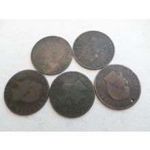 France - 5 differently Mint Marked - Cinq cent coins - Dated 1856