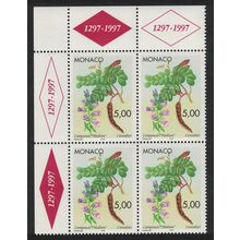 Monaco Giant Bellflower and Carob Pods Corner Block of 4 1996 MNH SG#2301