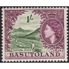 Basutoland QEII 1954 1/- Bronze Green & Purple Unmounted Mint MNH SG 49 stamp