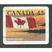 CAN 1989 43c (S/A) 'CANADIAN FLAG OVER LAKE'(IMPERFED) FINE USED (EBID41-626)