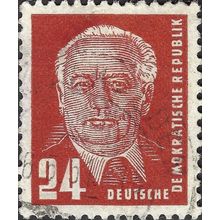 DDR, State President Wilhelm Pieck, orange-browm 1950, 24pf, #3