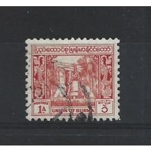 Burma.SG103 1a Bell,Mingun Pagoda (Red).Fine Used.Jul25l