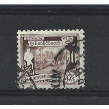 Burma.SG108 4a Elephant hauling log (Brown).Fine Used.Jul25f