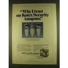 1980 Kotex Security Tampons Ad - Why I Trust
