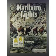 1980 Marlboro Lights Cigarettes Ad - Cowboy, Horses
