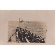 Japanese Military Crew On Ship Deck Antique Real Photo Postcard