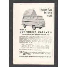 Marlin Walter Ltd Folkestone THAMES DORMOBILE :- Original Vintage 1961 Advert