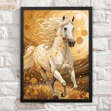 Jumping Horse Wall Art Picture Wild Horse Art Lounge Artwork White Horse Gift (