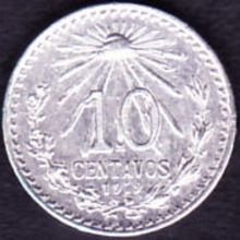 1919 Mexico 10 Centavos Silver Coin