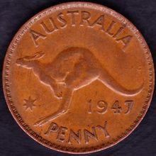 1947 Australia 1 Penny Coin