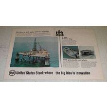 1966 United States Steel Ad - Oil Drill Under Ocean