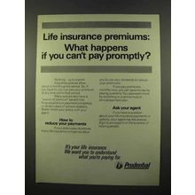 1975 Prudential Insurance Ad - Life Insurance Premiums