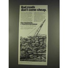 1977 The Asphalt Institute Ad - Bad Roads Cheap