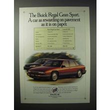 1992 Buick Regal Gran Sport Car Ad - Rewarding