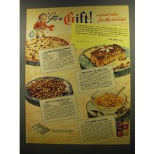 1945 Karo Syrup Ad - recipes for Fruit Meringue Cookies, Glaze for Fruit Cake