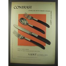 1956 Lunt Sterling Silverware Ad - Contras sterling with Ebony Nylon