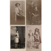 Edwardian Fashion Ladies Tie Fancy Dress 4x Old Postcard s