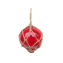 Pack Of 2] Red Japanese Glass Ball Fishing Float With Brown Netting Decorati...
