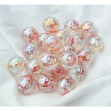 MANGO TWIST - 12 Beautiful Glass Marbles, Clear with Orange & White Swirl, 22mm