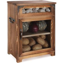 Rustic Wooden Potato & Onion Storage Bin - Kitchen Countertop Vegetable Storage,