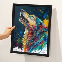Howling Wolf Wall Art Abstract Wolf Print Unique Wolf Illustration Colourful Art