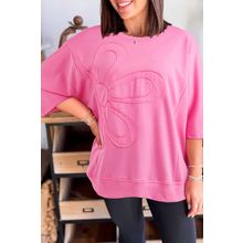 Sachet Pink Floral Patched Half Sleeve Tunic Top