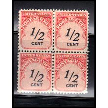 J88 1/2c Postage Due Fine MNH Blk/4 O7038