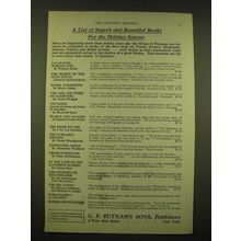 1924 G.P. Putnam's Sons Ad - A list of superb and beautiful books