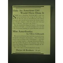 1918 Harper & Brothers Ad - Only an American Girl would have done it
