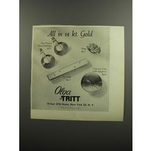 1953 Olga Tritt Jewelry Ad - All in 14 Kt. Gold