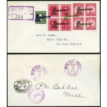 Bad Axe Fancy Cancel on New York Cover Extremely RARE - Stuart Katz