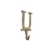 Pack Of 2] Rustic Gold Cast Iron Letter U Alphabet Wall Hook 6""