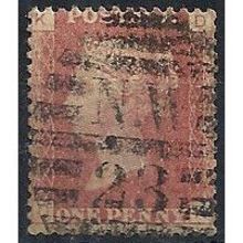 1858 SG43 1d Red Plate 127 Good/Fine Used Check Letters "DK".