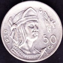 1950 Mexico 50 Centavos Silver Coin
