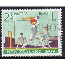 New Zealand 1969 Health - Boys Playing Cricket 2½c + 1c Used