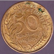 1963 France 50 Centimes Coin 3 Folds