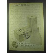 1974 Lady Scott White on White Tissues, Toilet Paper Ad