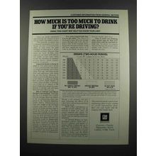 1983 GM General Motors Ad - Too Much To Drink
