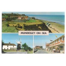 MUNDESLEY-ON-SEA, NORFOLK, multiview used postcard 1982 postmark =