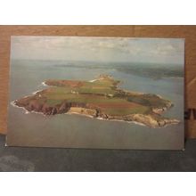Aerial view of CALDEY ISLAND, PEMBROKESHIRE, WALES .. unused vintage postcard =