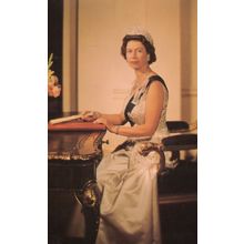 Queen Elizabeth II in White Drawing Room Buckingham Palace Postcard