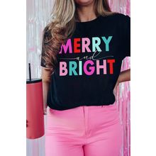 Black MERRY and BRIGHT Crew Neck Graphic Tee