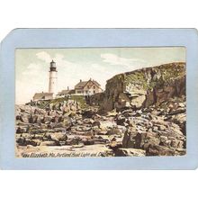 ME Portland Lighthouse Postcard Portland Head Lighthouse and cliffs lighth~165