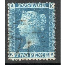 Sg45 2d BLUE plate 8 FINE USED " K A " (BLUES)