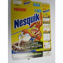 Nestle Nesquik 1999 Cereal Box empty Godzilla Keyring 375g Box only