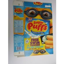Quaker Sugar Puffs 2004 Cereal Box Empty Deep Zone Stickers 625g Box only