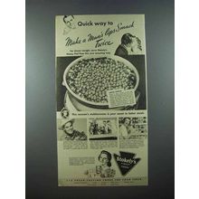 1940 Stokely's Peas Ad - Make Man's Lips Smack Twice