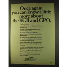 1979 The Times Newspaper Ad - Know About KGB and GPO